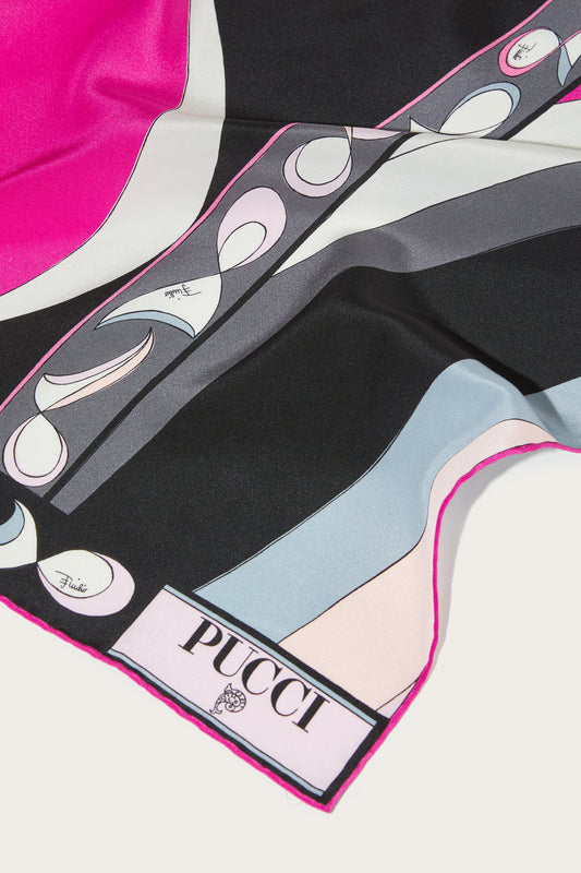 Stola in Crepe De Chine in Stampa Pesci