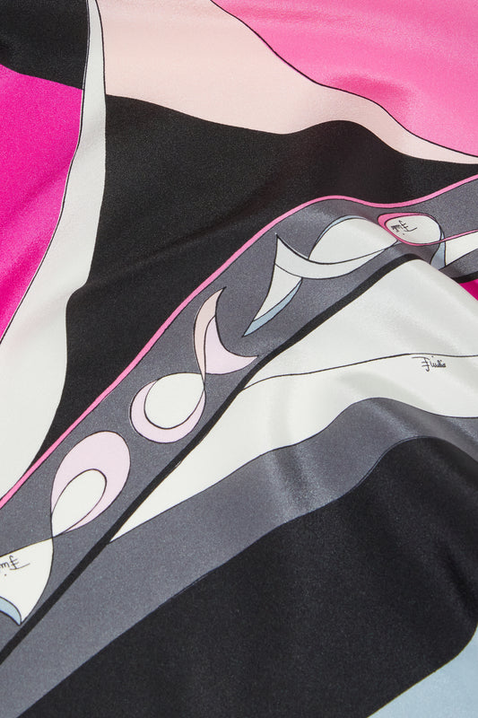 Stola in Crepe De Chine in Stampa Pesci