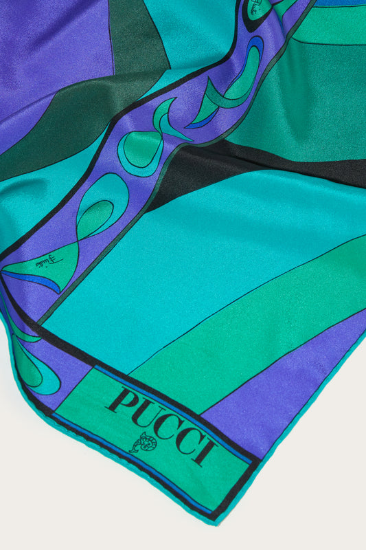 Stola in Crepe De Chine in Stampa Pesci
