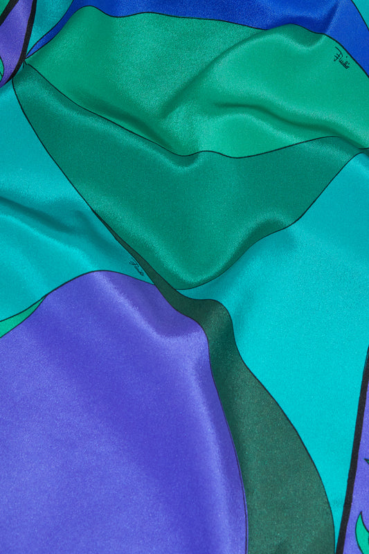 Stola in Crepe De Chine in Stampa Pesci