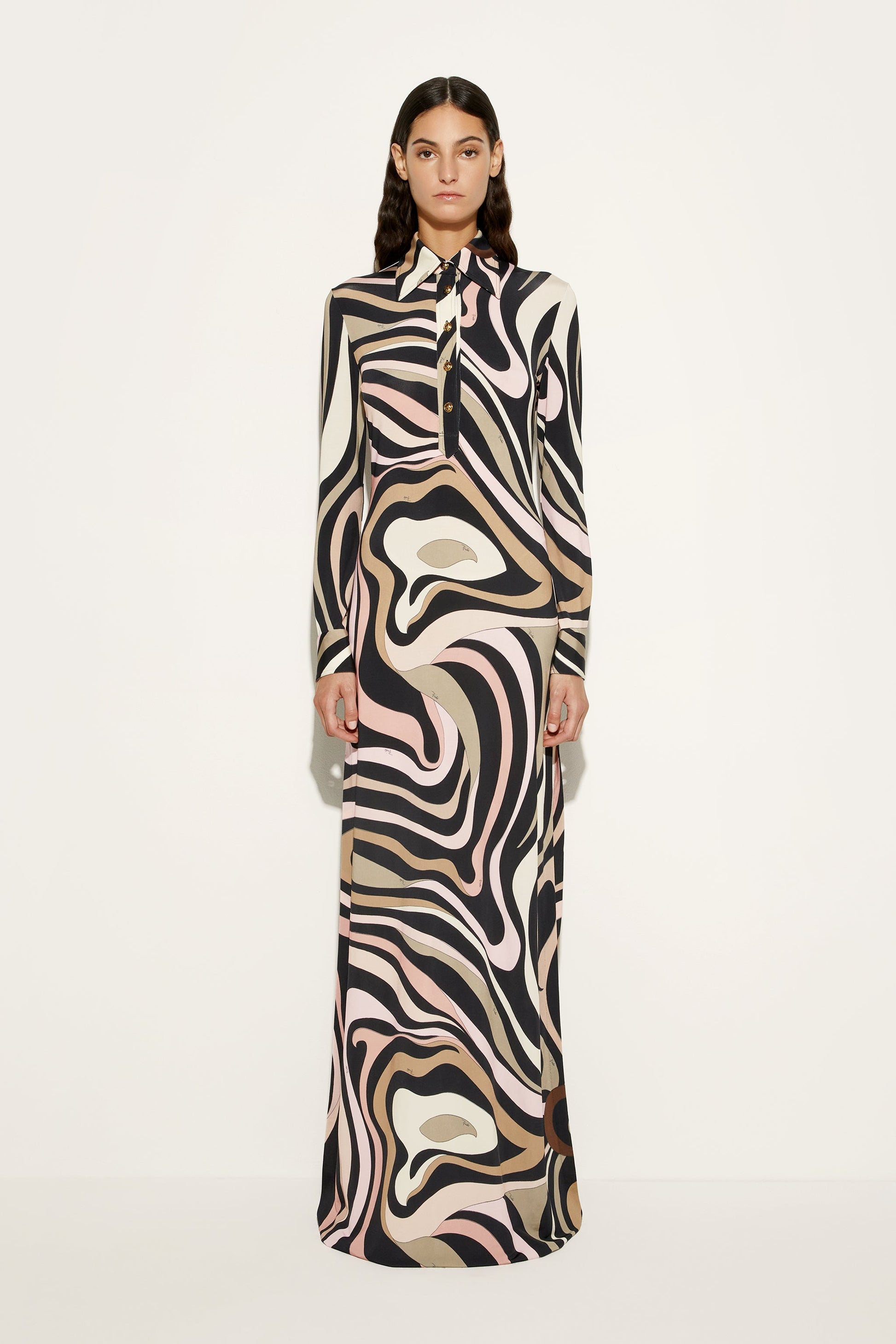 Marmo Print Long Straight Fitted Dress View 2 - Pucci