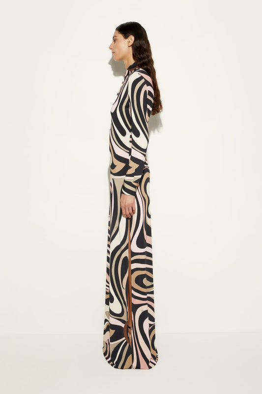 Marmo Print Long Straight Fitted Dress View 3 - Pucci