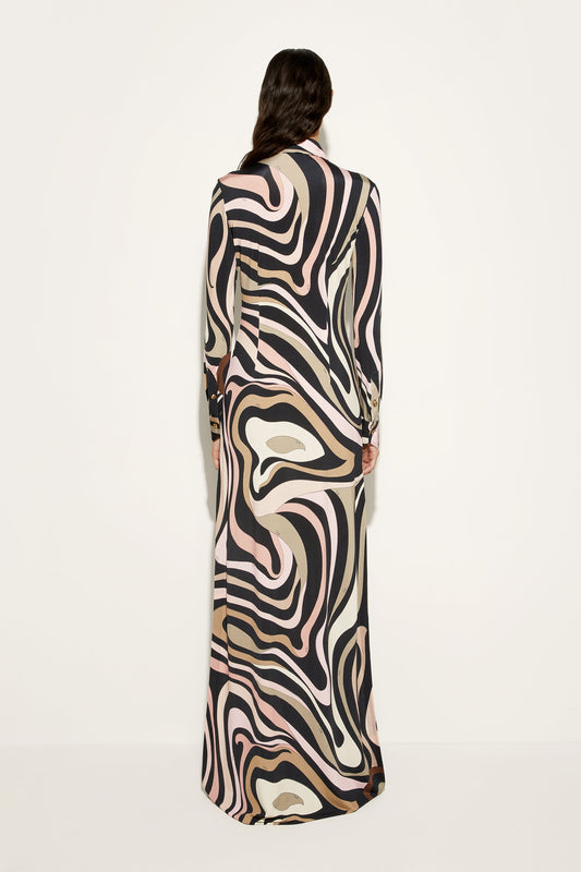 Marmo Print Long Straight Fitted Dress View 4 - Pucci