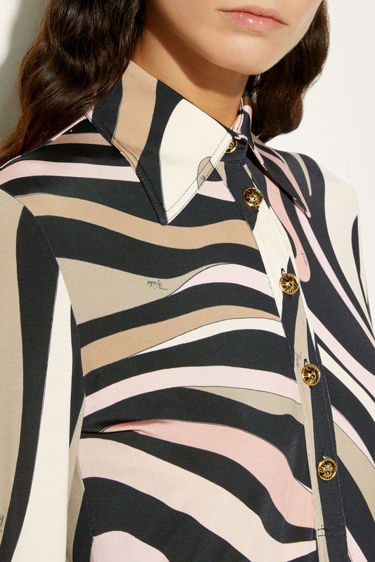 Marmo Print Long Straight Fitted Dress View 5 - Pucci