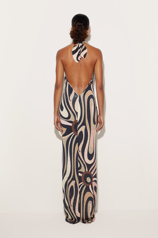 Marmo Print Embellished Long Dress View 4 - Pucci