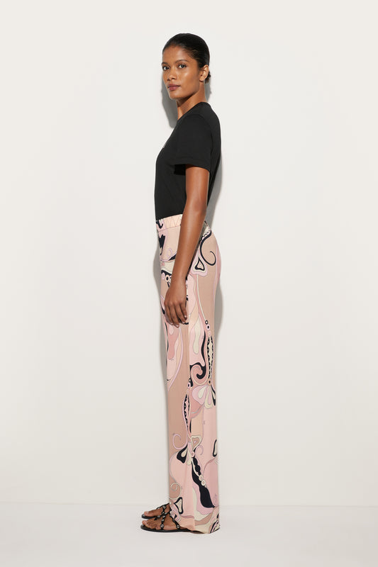 Pantaloni in Jersey con Stampa Orchidee