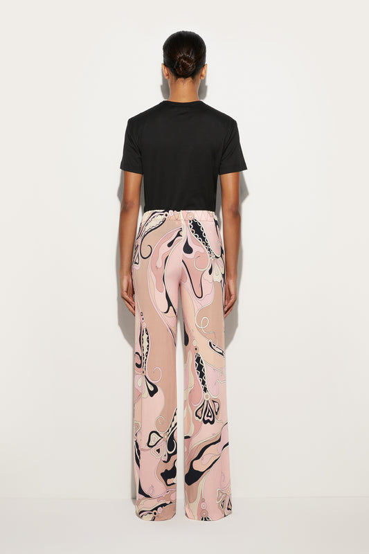 Pantaloni in Jersey con Stampa Orchidee