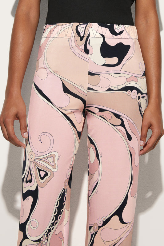 Pantaloni in Jersey con Stampa Orchidee