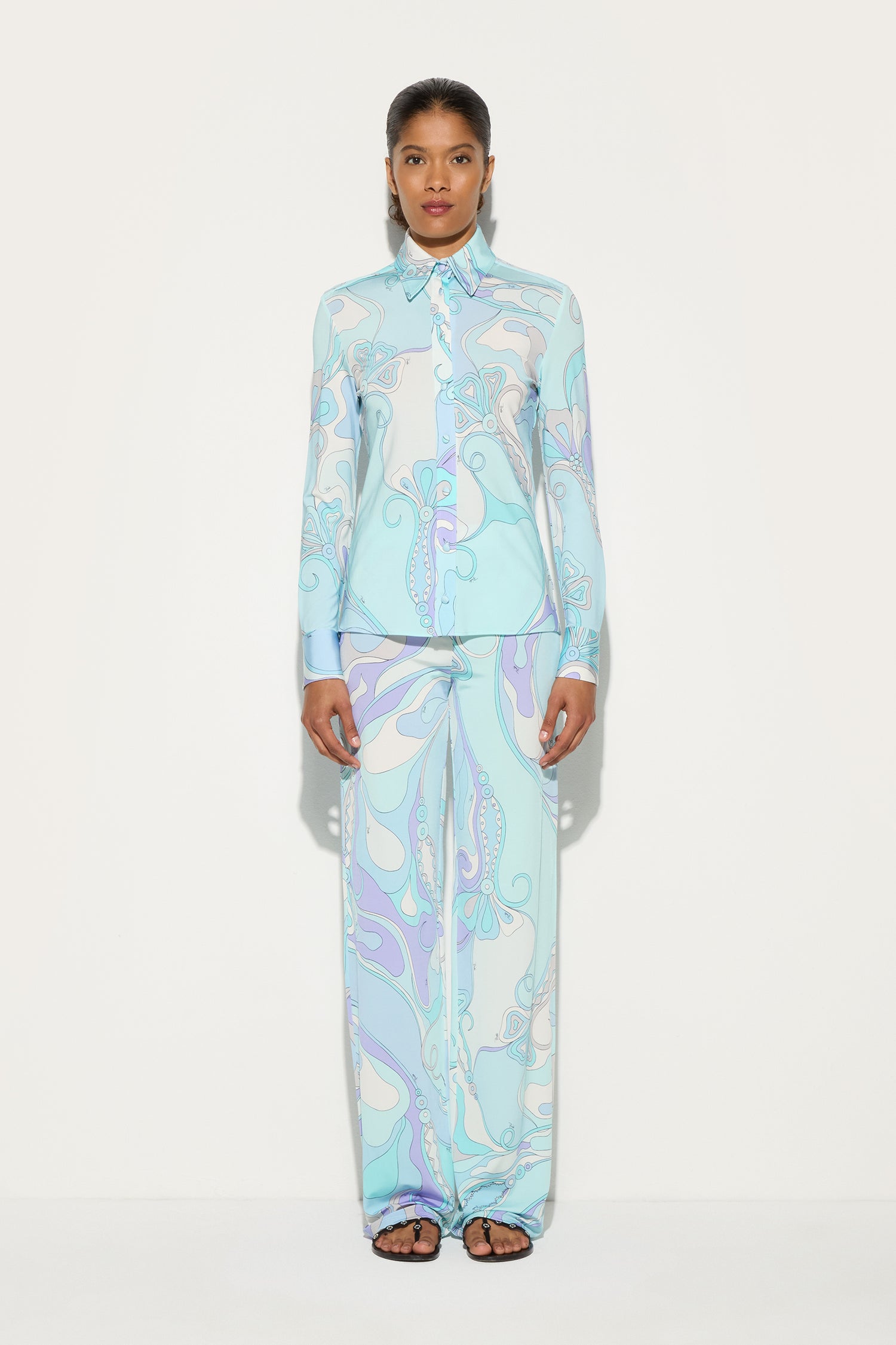 Pantaloni con Stampa Orchidee