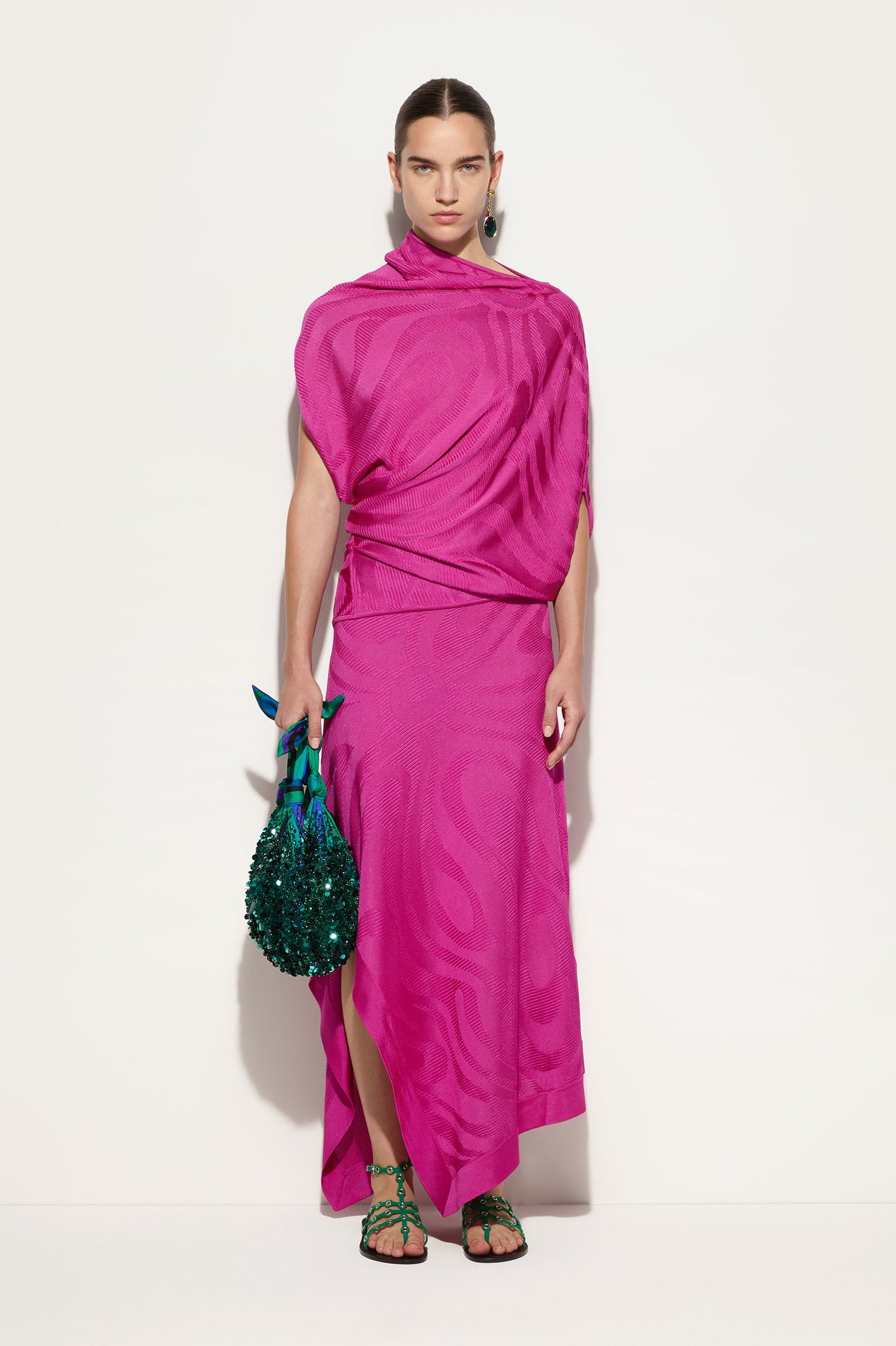 Asymmetrical Draped Top In Marmo Texture View 2 - Pucci