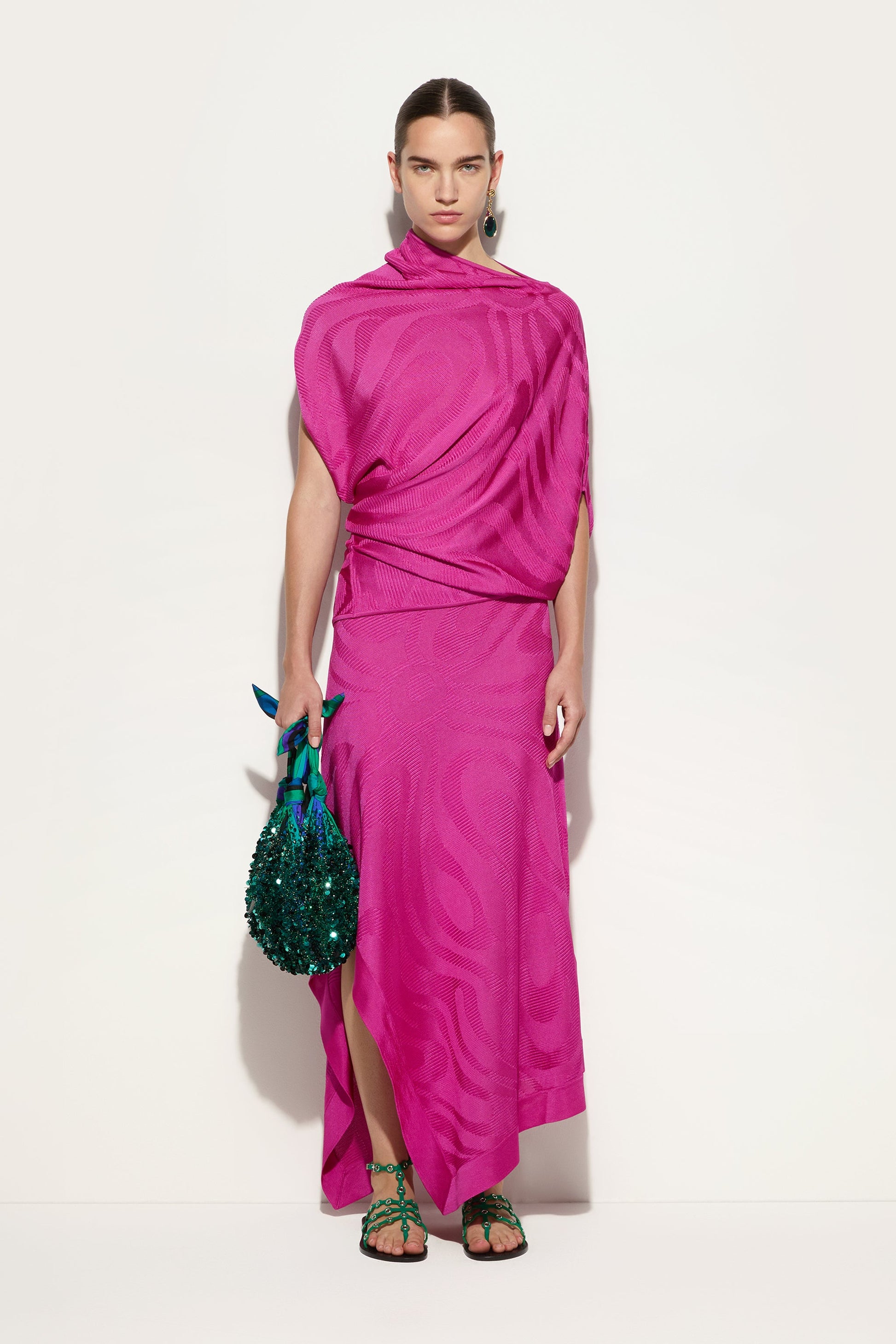 Asymmetrical Draped Top In Marmo Texture View 2 - Pucci