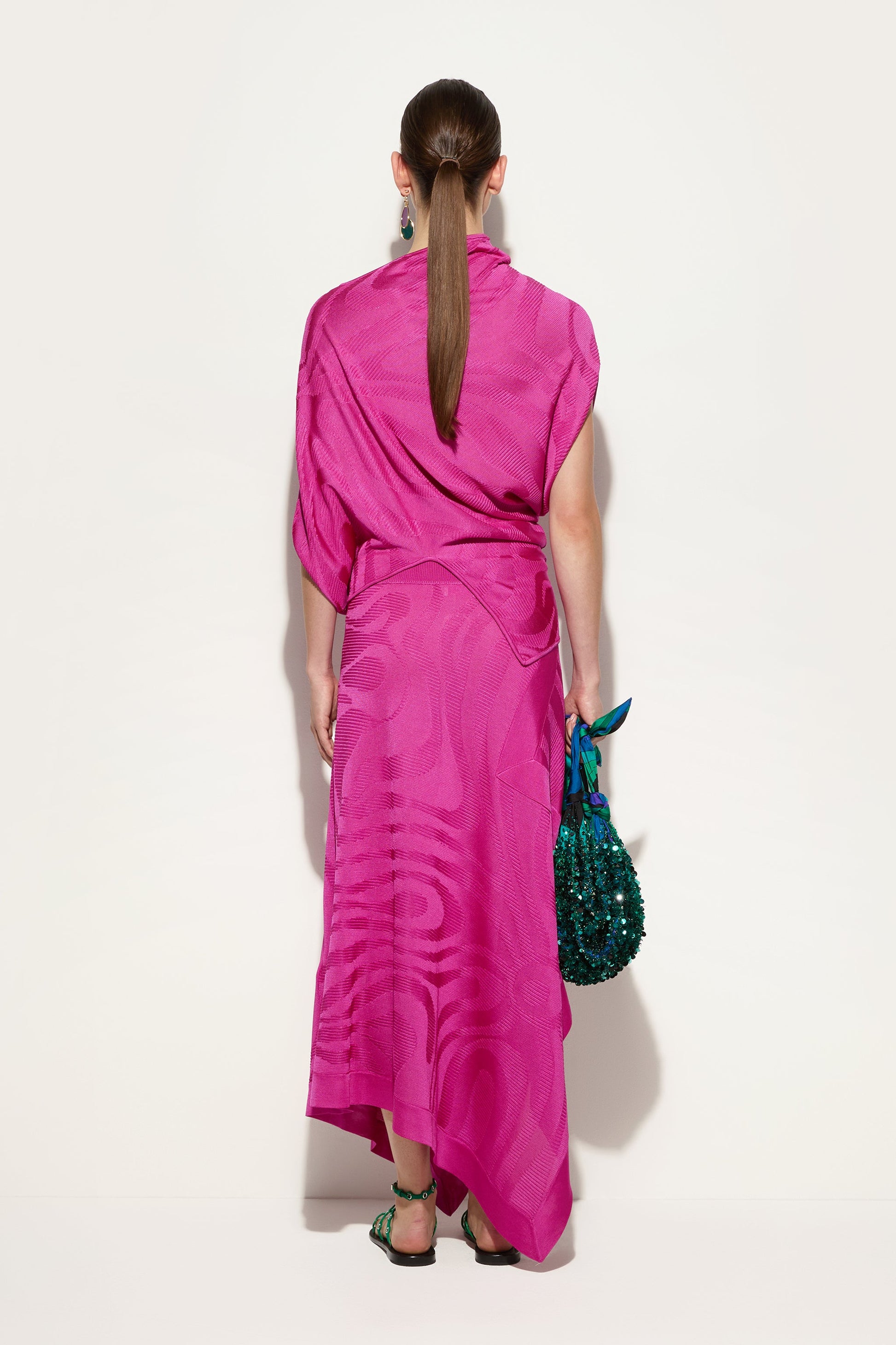 Asymmetrical Draped Top In Marmo Texture View 4 - Pucci