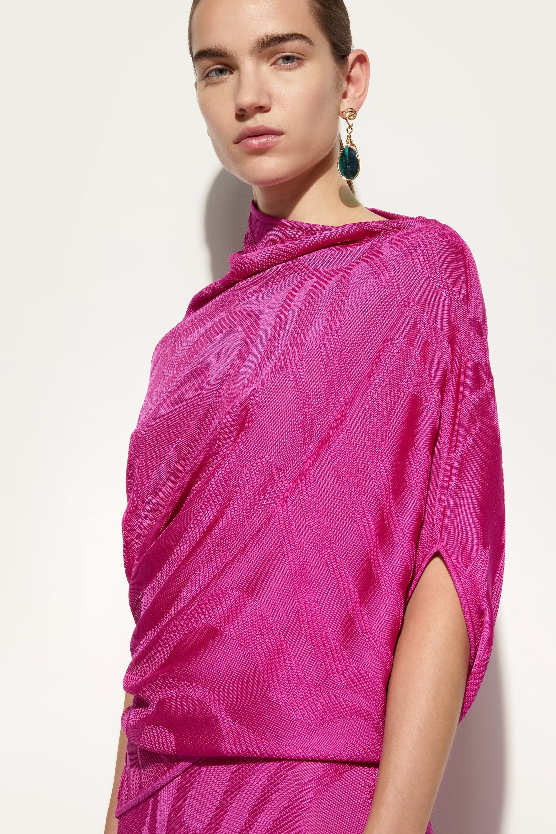 Asymmetrical Draped Top In Marmo Texture View 5 - Pucci