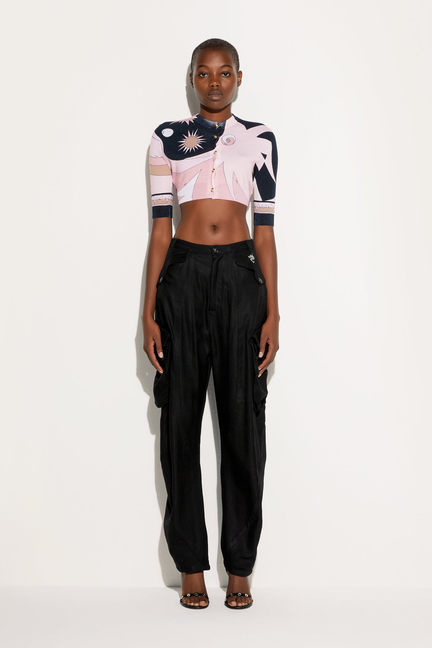 Stella Print Cropped Cardigan View 2 - Pucci