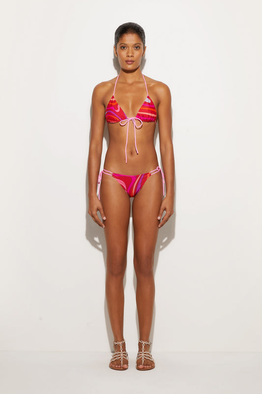 Top Bikini a Triangolo in Stampa Marmo