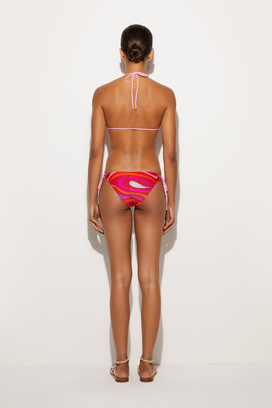 Top Bikini a Triangolo in Stampa Marmo