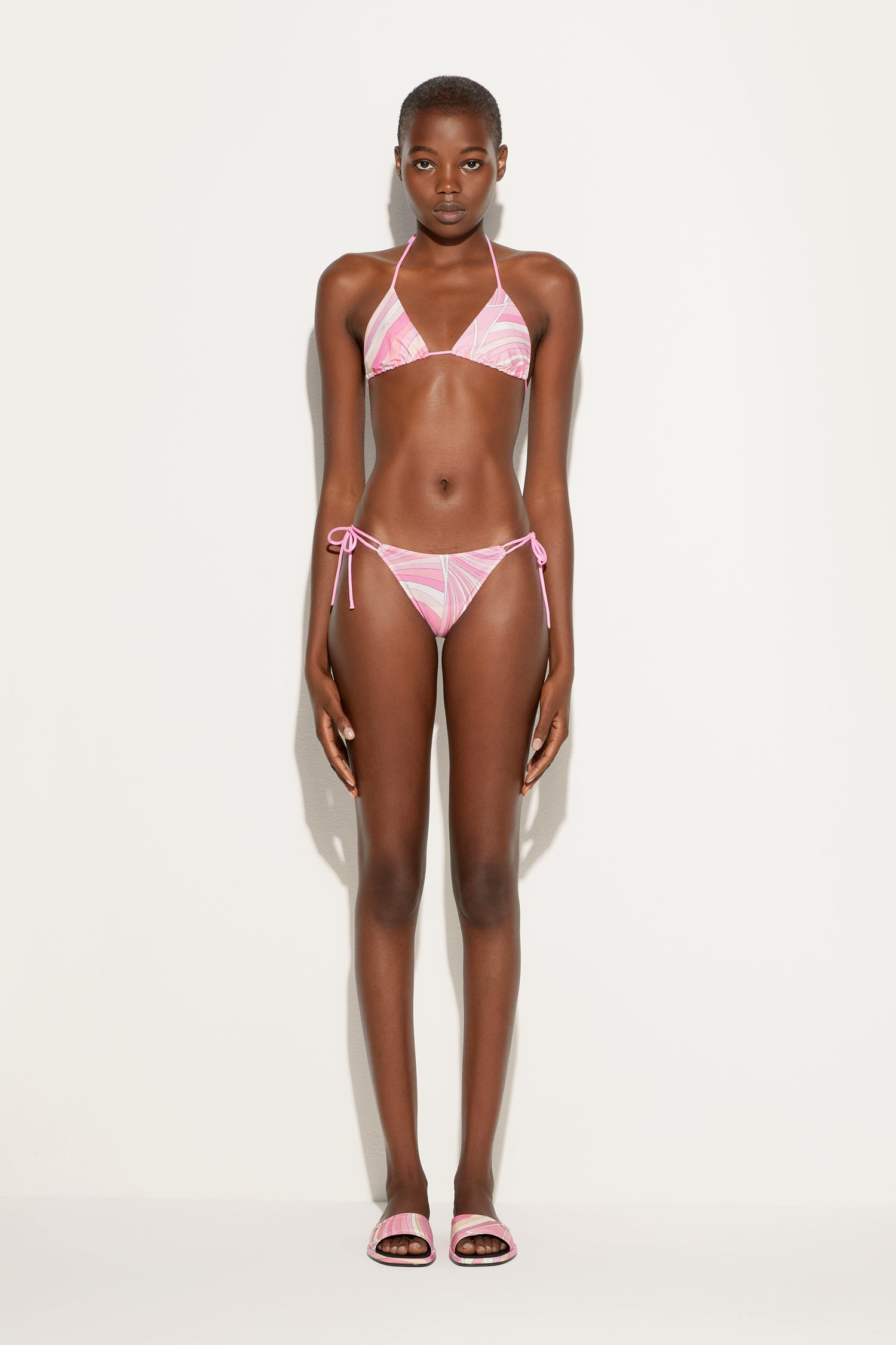 Slip Bikini con Laccetti in Stampa Iride