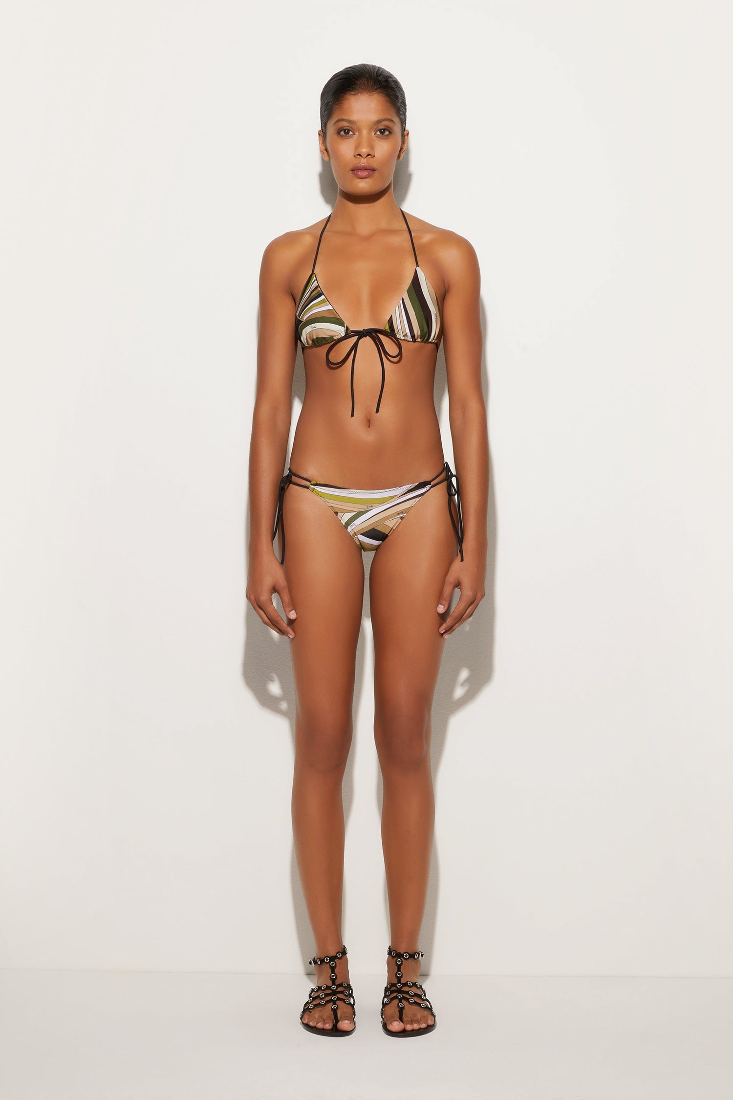 Slip Bikini con Laccetti in Stampa Iride