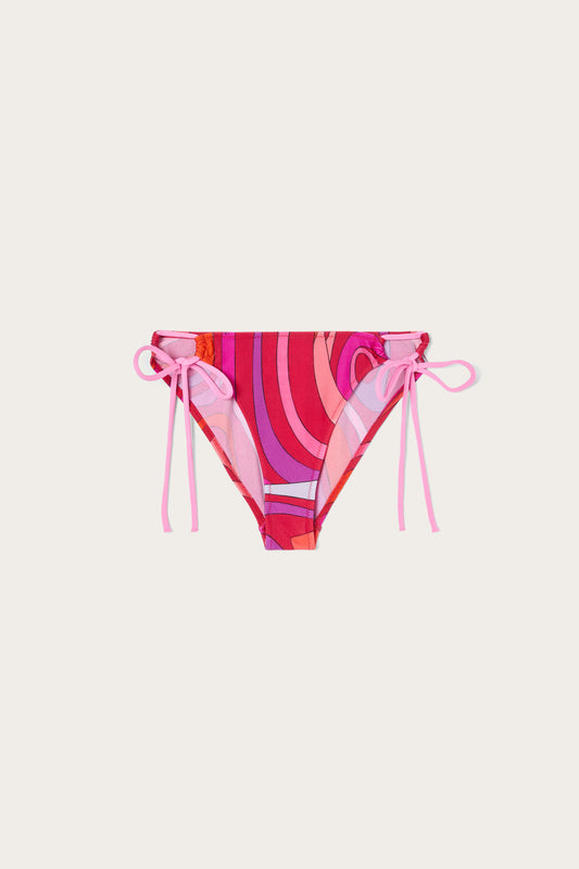 Slip Bikini con Laccetti in Stampa Marmo