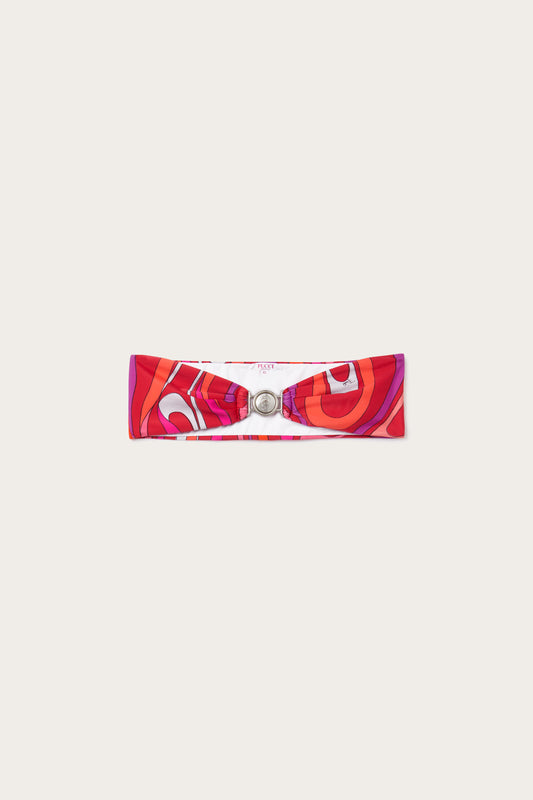 Top Bikini a Fascia in Stampa Marmo