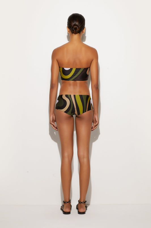 Top Bikini a Fascia in Stampa Marmo