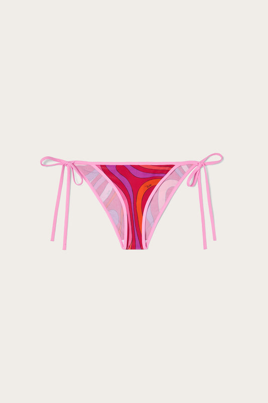 Slip Bikini con Laccetti in Stampa Marmo