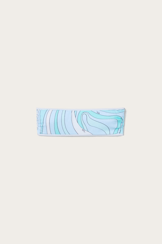 Top Bikini a Fascia in Stampa Marmo