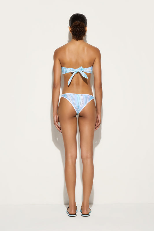 Top Bikini a Fascia in Stampa Marmo