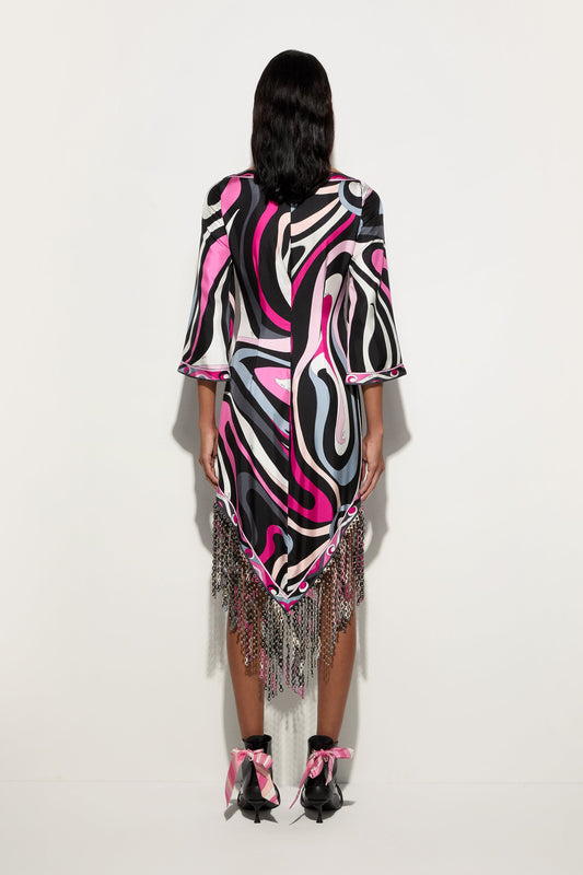 Marmo Print Dress with Fringes View 4 - Pucci