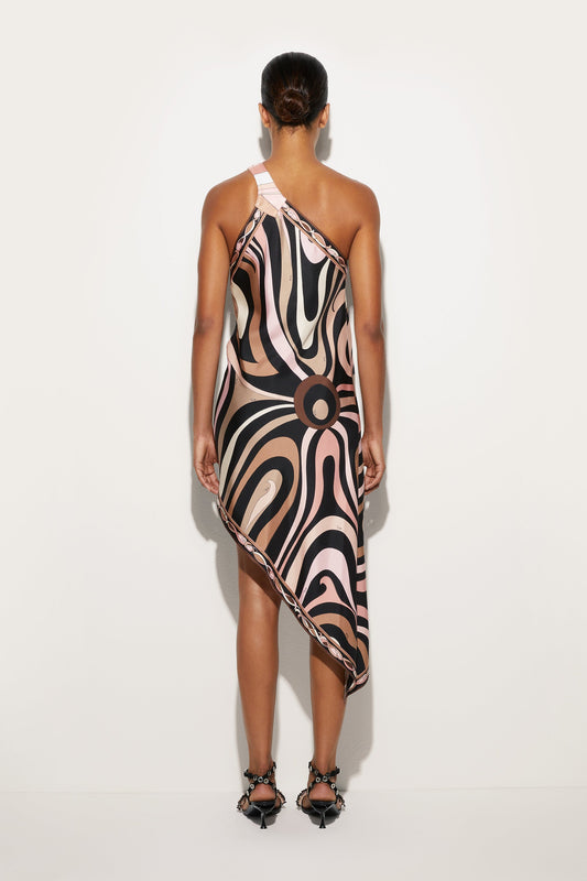 Marmo Print Asymmetrical Silk Twill Dress View 4 - Pucci