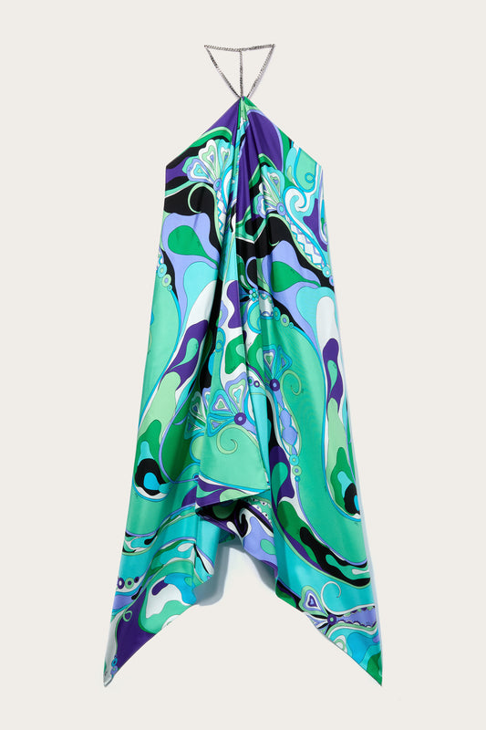 Orchidee Print Silk Dress