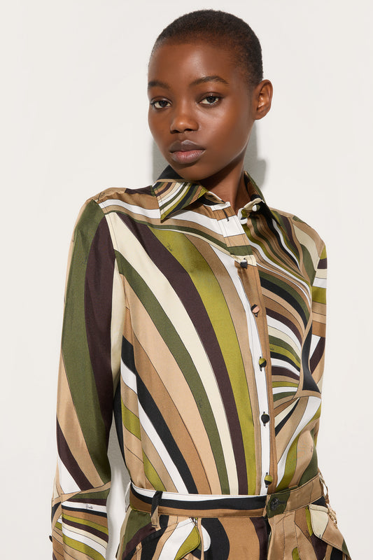 Camicia In Seta Con Stampa Iride