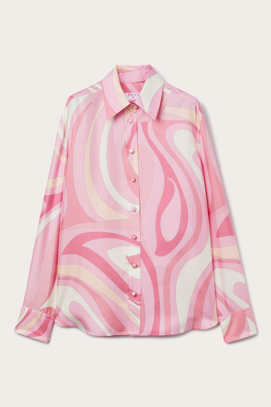 Camicia in Seta con Stampa Marmo