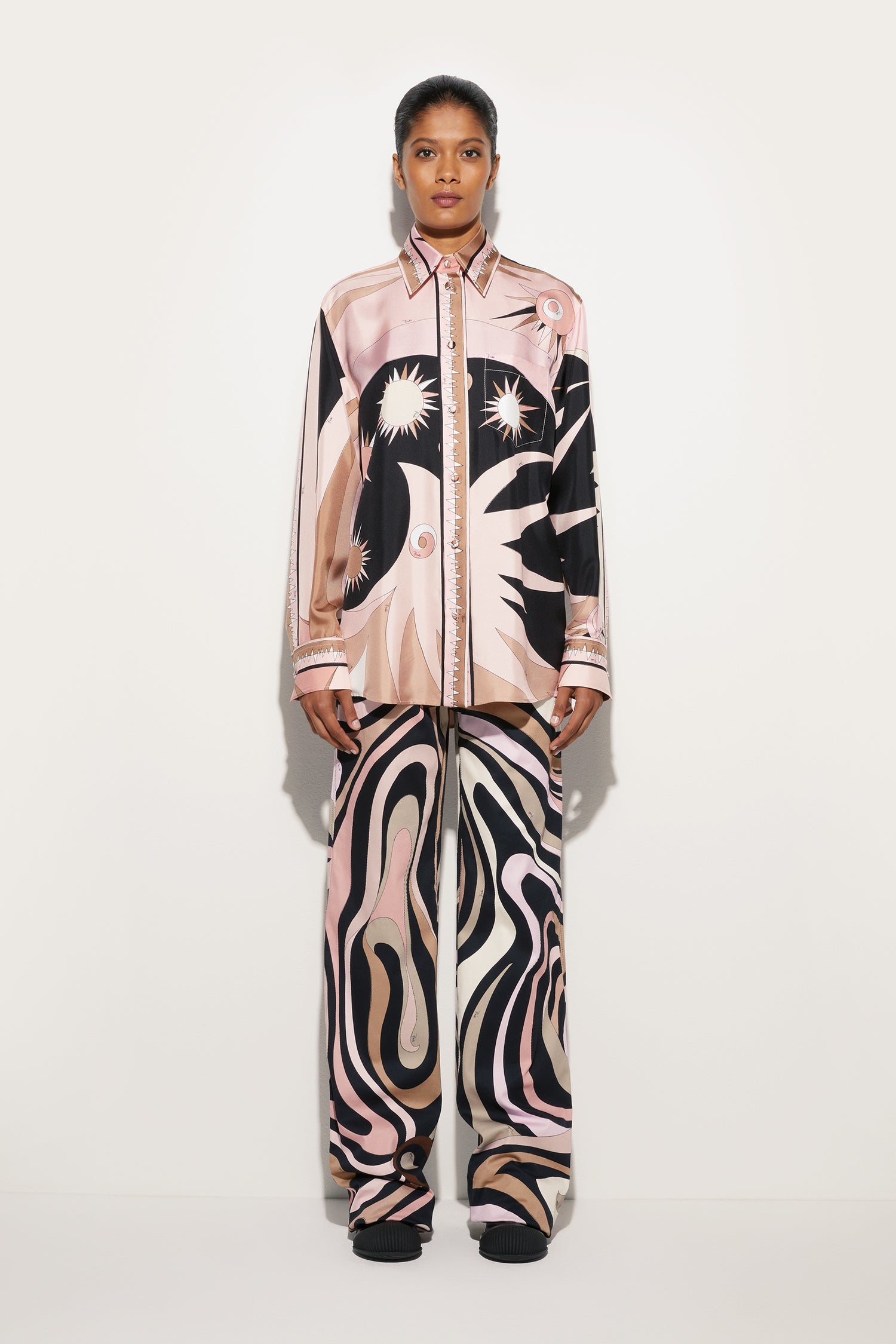 Camicia Oversize in Seta in Stampa Stella