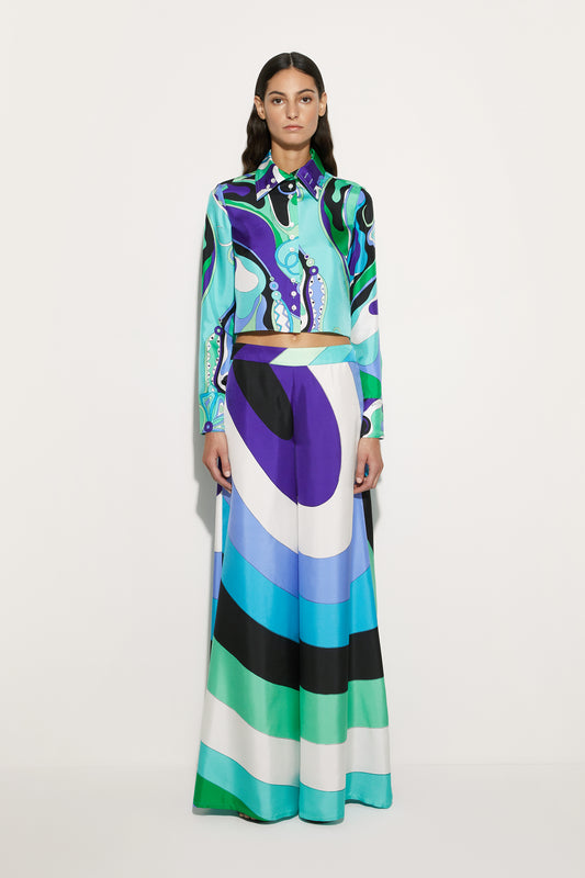 Camicia Cropped in Stampa Orchidee
