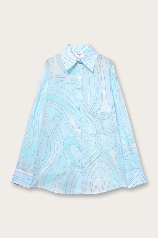 Camicia in Cotone in Stampa Marmo