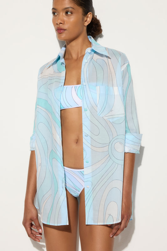 Camicia in Cotone in Stampa Marmo