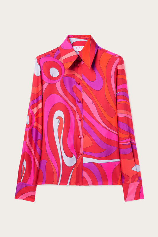 Camicia in Seta con Stampa Marmo