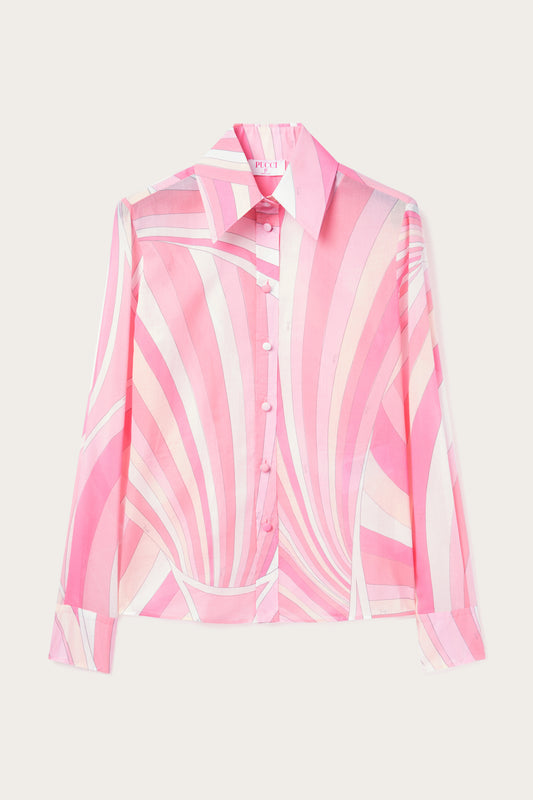 Camicia Slim in Cotone con Stampa Iride