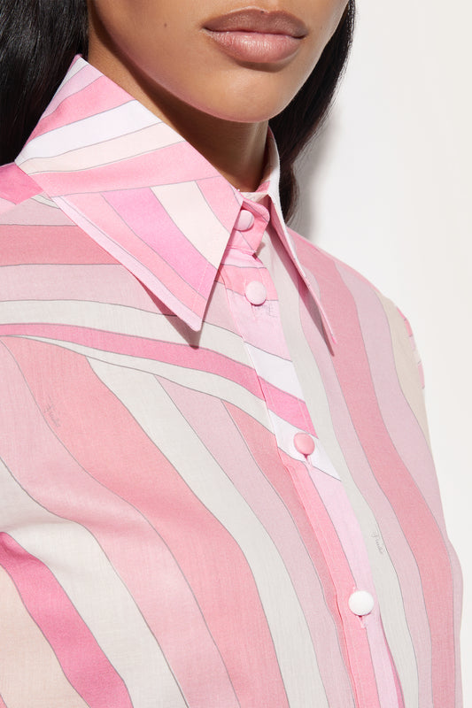 Camicia Slim in Cotone con Stampa Iride
