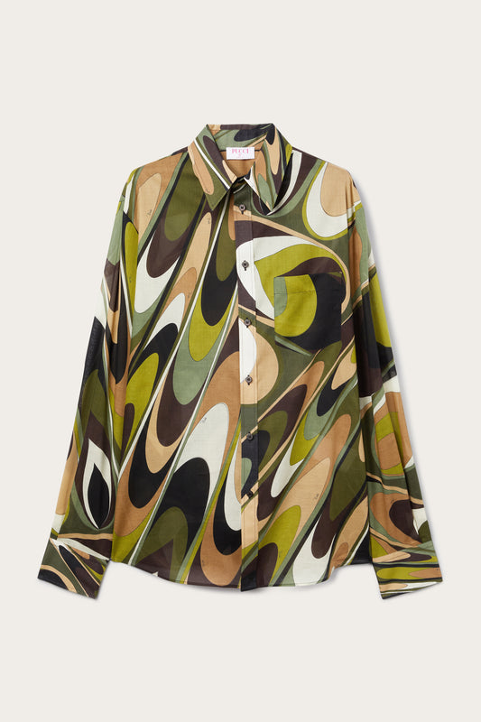 Camicia Oversize in Stampa Onde