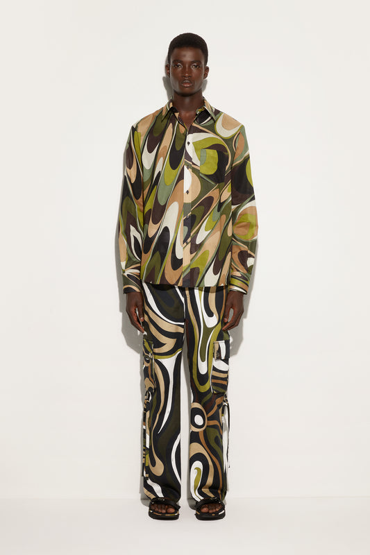 Camicia Oversize in Stampa Onde