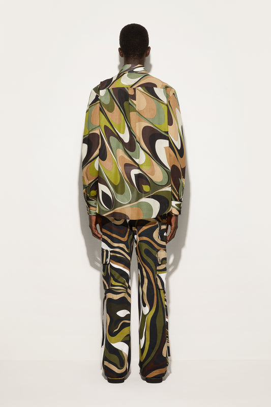 Camicia Oversize in Stampa Onde
