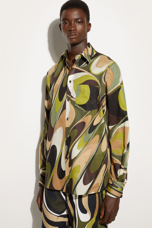 Camicia Oversize in Stampa Onde