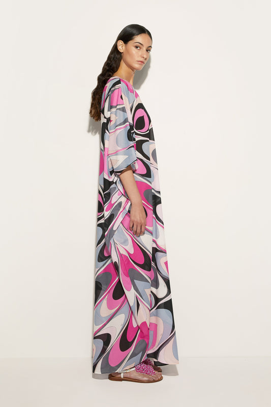 Onde Print Cotton Kaftan View 3 - Pucci