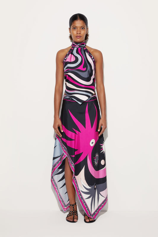 Marmo Print Silk Twill Drop Top View 2 - Pucci