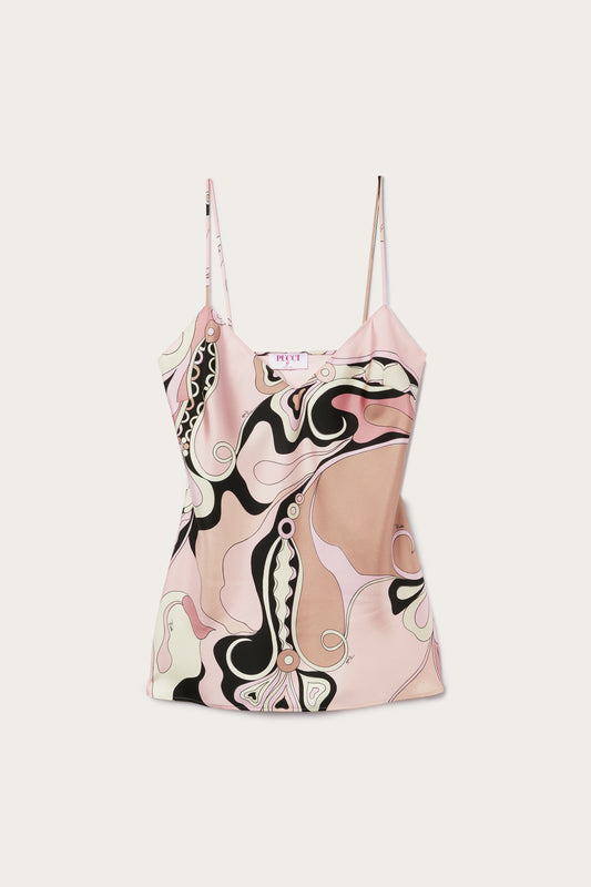 Top in Seta con Stampa Orchidee