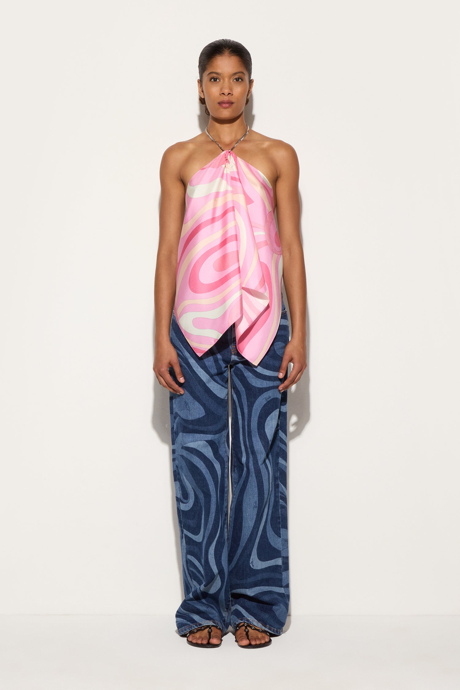 Marmo Print Silk Top