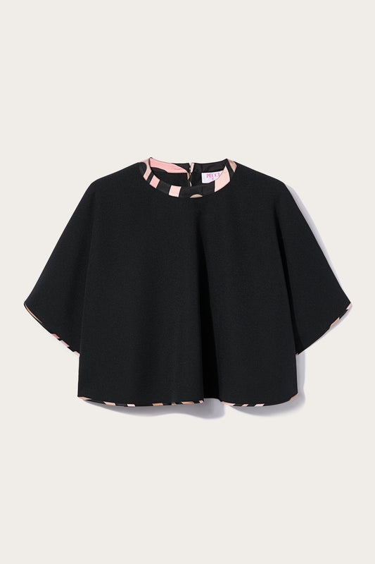 Blusa a Mantella con Dettagli Stampati