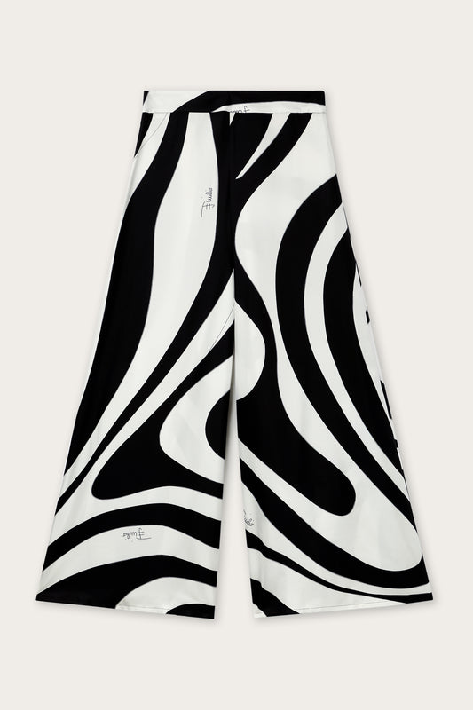 Pantaloni in Seta Con Stampa Marmo